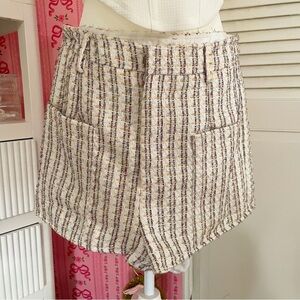 Elegant High Waist Tweed Shorts